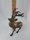 Vintage Large Brass Deer Figurine Statue Buck 10    Tall