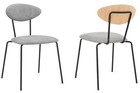 Modern Gray Fabric And Black Metal Dining Room Chairs - Set Of 2