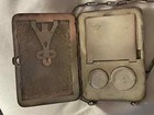 Vintage Silver Metal Coin Purse Compact Wallet Mirror Chain Antique 1900 s