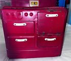 Primitive Vintage Red Metal Tin Childs   Toy Play Stove