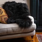 Xl Black Icelandic Sheepskin Rug Curly Long Hair Real Leather Genuine Soft Cozy