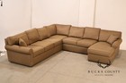 Ethan Allen Upholstered Custom Sectional Sofa With Chaise