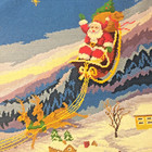 Vtg Lillian Vernon Wool Needlepoint Santa   Reindeer 40  Christmas Tree Skirt
