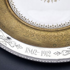 1912 Shreve   Co Sterling Rim Plate 12  Mintons Gold Enamel 50th Anniversary