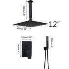 12  Black Shower Faucet Set Rainfall Square Heads Mixer With Head Hand Spray Tap