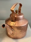 Antique Primitive Hammered Copper Tea Kettle Large Hand Forged Brass Decor