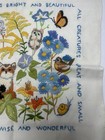 Vintage Crewel Embroidery  Erica Wilson Flowers   Creatures Finished 1979unused