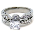 1 Ct Princess Cut Cz Womens 316 Stainless Steel Wedding Anniversary Ring Set
