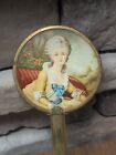 Vintage Antique Hand Held Vanity Mirror Victorian Portrait Back