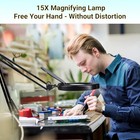 15x Magnifying Glass Desk Lamp With Clamp  Real Glass Lens With Dust Cover  84 L