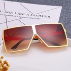 Oversized Square Sunglasses Men Gold Frame Gradient Brown Lenses Fashion Shades