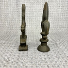 2 Antique Cast Iron Fence Finials Architectural Gothic Cross Fleur De Lis Set