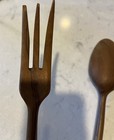 Vintage Sterling Silver Handle Teak Wood  Salad Spoon And Fork  