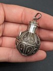 Vtg Sterling Silver Snuff Perfume Urn Bottle W Spout Genie Lamp Opening Pendant 