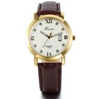 Waterproof Men Watch Quartz Analog Brown Leather Date Sports Business Wristwatch