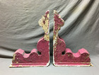 Antique Pair Wood Corbel Roof Bracket Victorian Shabby Magenta Vtg Old 80-25b