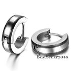 2-8pcs Men Women Polished Stainless Steel Hoop Hinged Snap Huggie Stud Earrings