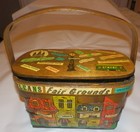 Vintage New Orleans Wooden Basket Purse J  Hussey Metairie La Art Scene Decor