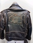 Vintage Unik Men   s 44 Heavy Black Leather Motorcycle Jacket  With Eagle On Back