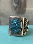 Vintage Navajo Sterling And Turquoise Ring Sz 7 5 - 19g 925