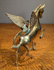 Vintage Brass Pegasus Winged Horse Made In India Solid Brass Mythical Figurine