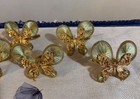 Pier1 Butterfly Napkin Rings Set Lot Of 8 Jeweled Woven Wired Cottage Core Gold