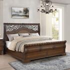 New Queen King 5pc Walnut Brown Classic Sleigh Bedroom Set Traditional B d m n c