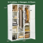 Portable Closet Clothes Foldable Armoire Wardrobe Closet W 10 Cubes Hanging Rods