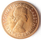 1962 Great Britain Penny - Au unc Red - Queen Elizabeth Ii - Free Ship - Gbbin