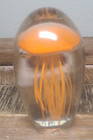 Tozai Glass Suspended Orange Jellyfish Paperweight 3 5 