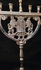 Vintage Cromwell Silver Mfg Corp  Chromium Menorah With Lions Hanukkah Judica