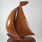 Vintage Solid Wood Carving Sailboat Signed   Dated 11 21 1999 15 5  Tall