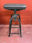 Antique Adjustable Cast Iron   Bent Wood  Industrial Drafting Leaning Stool