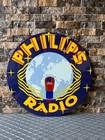 Vintage Philips Radio Miniwatt Globe Design 1950s Heavy Metal Sign- 19 7  50cm 