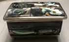 Silver Abalone Shell Mosaic Jewelry Trinket Box 1 3 4   x1 1 4   red Wood Inside