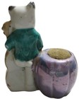 Antique Vintage Anthropomorphic Porcelain Cat Musician Pin Cushion japan