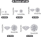 50pcs Clear Cubic Zirconia Stone Set  5 Size Cz Stones Faceted Pointed Back Cabo