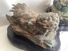 Vintage   Antique Pair Bronze Ornate Oriental Thai Chinese Foo Dogs W  Wood Base