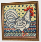 Cross Stitch Needlepoint Rooster County 14  X 14  Framed Handcrafted Vtg 1980s