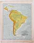1898 Map South America Continent Victorian Physical Geography Atlas Print Dwxx1