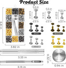 240 Sets Leather Rivets Kit  Double Cap Brass Rivets Leather Studs With 3pcs