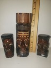 Tribal Mask Sculpture Handmade African Figures  Wood  hand Carves Painted 3 Pc s