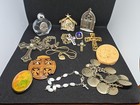 Religous Christian Catholic Lot Pins crosses bracelets souvenirs Some Marked