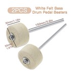Cashbeat Felt Bass Drum Pedal Beaters  Kick Mallet Head  2 Pack White
