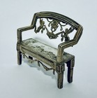 Antique Solid Silver Miniature Novelty Dolls House Sofa Bench Continental Cherub