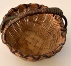 Vtg Miniature Basket Hand Woven Rattan Wicker Double Handle Rustic Mini Folk Art