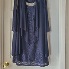 Womens Mother Of The Bride groom Navy Blue 2 Pcs Embellished Dress Size 16w
