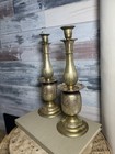 Beautiful Pair Of Vintage Brass Ornate Tall Candle Holders