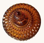 Vintage Indiana Glass Amber Diamond Point Ice Bucket Candy Dish W Lid 10 5   