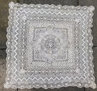 Antique Maltese Bobbin Lace Silk Tablecloth Maltese Cross Linen Square 77x 83 Cm